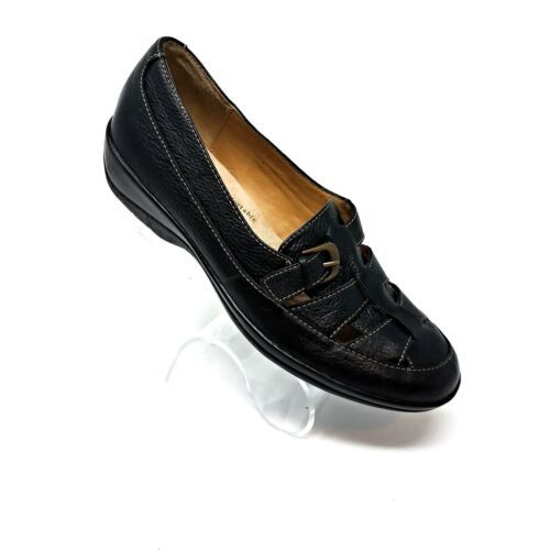 Primary image for Softspots Aleah Woven Black Leather Slip On Loafers Pillowtop Footbed Womens 6.5