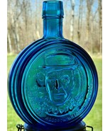 Vintage Wheaton Iridescent Blue Glass President Bottle Woodrow Wilson - $18.50 CAD