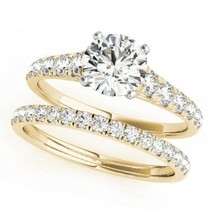 14K Yellow Gold Over 1.60 Ct Round Diamond Engagement Wedding Bridal Rin... - $1,468.46 MXN