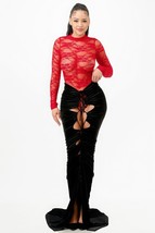Women&#39;s Red &amp; Black Lace Bodysuit &amp; Mermaid Skirt (S) - £36.80 GBP