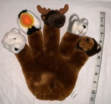 Hand Puppet Plush Animal Each Finger Puffin Polar &amp; Black Bear Wolf Moose Alaska - £14.34 GBP