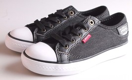 NEW Levi&#39;s Kids Boys Girls Stan Buck C Black Denim Sneakers Gym Shoes new - $18.19 CAD+