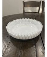 Vintage Fenton Silver Crest Milk Glass #7316 Crimped Shallow Round Bowl ... - €29,73 EUR