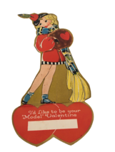 Vintage Valentine Card I Would Like to Be Your Model Valentine Fur Muff ... - £6.75 GBP