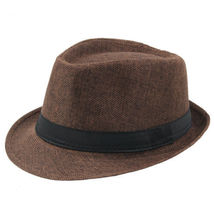 HOT Brown Straw Jazz Fedora Hat Trilby Cuban Sun Cap - Panama Short Brim... - £14.85 GBP