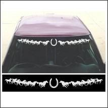 Windshield HORSESHOE running horse decal stable tack box truck trailer SILVER - £12.29 GBP