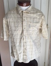 Columbia Yellow &amp; Grey Plaid Button Up Shirt Sleeve Shirt Men&#39;s M - £8.80 GBP