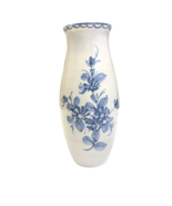 Vintage Germany Ulmer Keramik Hand Painted Blue Off White Vase 8 inch tall - £19.57 GBP
