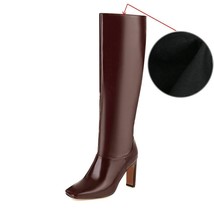 S with microfiber material square toe square roots ladies knee length high boots set on thumb200