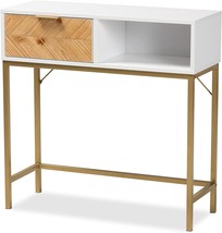 Giona Console Table, Oak Brown/White/Gold, By Baxton Studio, One Size. - £97.04 GBP