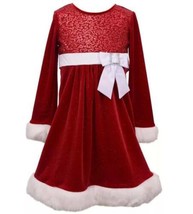 Girls Dress Santa Christmas Bonnie Jean Glitter Sequined Holiday Party $... - £31.15 GBP