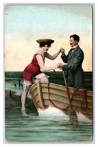 Romance Bathing Beauty Helped Sul Barca Unp DB Cartolina U7 - £3.17 GBP