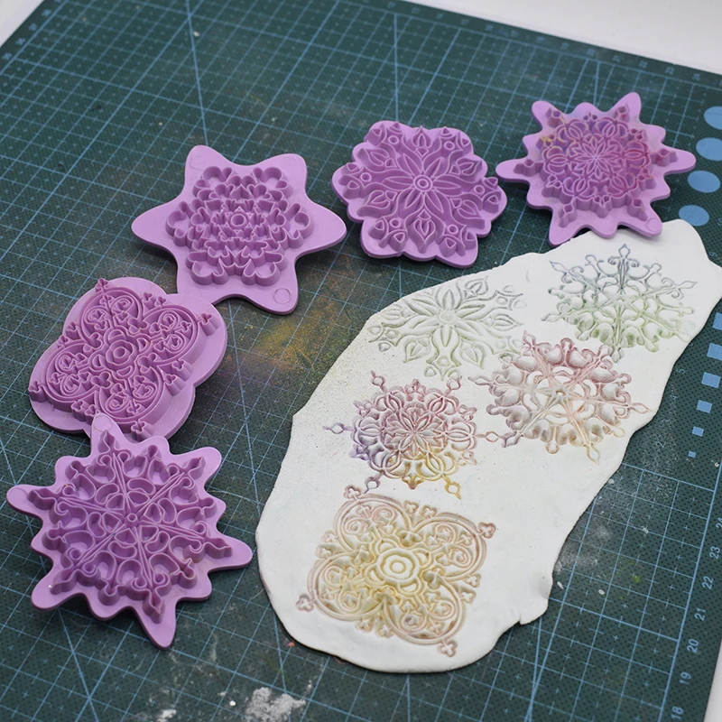5pcs/lot Mandala Lace Pattern Emboss Stamp Polymer Clay Earring Texture ... - $6.92