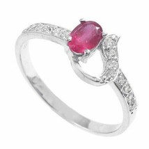 Silver Ruby Engagement Ring 4x6 mm oval ruby Band 0.7 Ct ruby Promise ring - £30.50 GBP