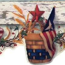 Concord Wallcoverings Wallpaper Border Country Pattern American Flag Birdhouse - £30.51 GBP