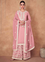 Beautiful Pink Golden Embroidery Wedding Gharara Style Suit171 - £63.01 GBP