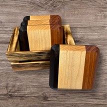 Square Cherry Maple and Walnut Coasters Set of 4 Handcrafted and Custom ... - £30.90 GBP