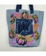 Bloomingdale’s Denim Jean Tote Bag Travel shopper Graffiti Paint - $19.25