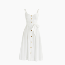 NWT J.Crew Classic Button-Front Sundress in White Cotton Poplin Shirt Dress 10 - £56.05 GBP