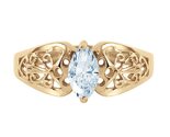 Galaxy Gold GG, 14K Solid Yellow Gold, Natural Aquamarine Ring for Women... - $881.24
