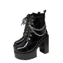 New Style For Winter Boots Platform Crude With 12cm Patent Leather Club High Sho - £59.64 GBP