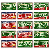 Colombia Mexico Brazil City Tin Sign, Latin America Travel Souvenir Meta... - $18.00