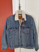 Levi Sherpa Lined Denim Trucker Jacket Vintage Relaxed Fit Men&#39;s Small - NWT - £43.45 GBP