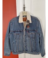 Levi Sherpa Lined Denim Trucker Jacket Vintage Relaxed Fit Men&#39;s Small -... - £42.67 GBP