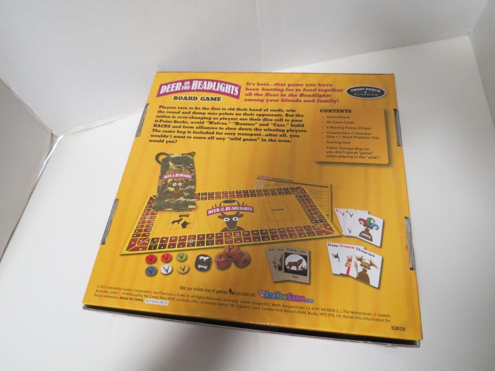 Deer In The Headlights Board Game Ages 8+ Complete W/Camo Storage Bag