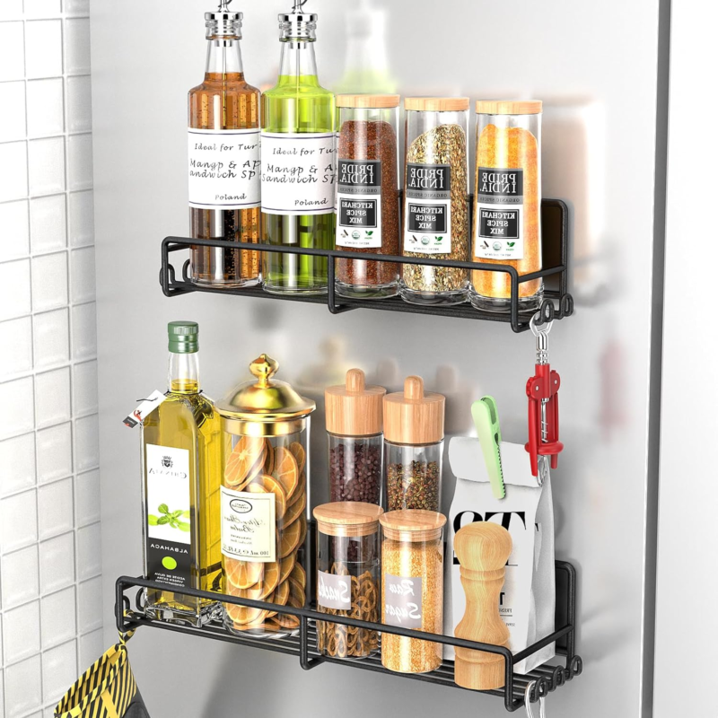 Primary image for Magnetic Spice Rack, Magnetic Shelf for Fridge, 2 Pack Hanging Magnetic Storage