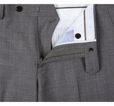 Men Renoir Flat Front Pants 100% Wool Super 140's Classic Fit 508-3 Mid gray image 6