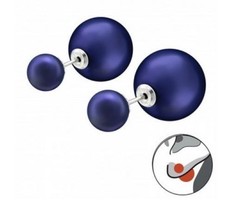 Blue double sided sterling silver ball earrings - $12.86