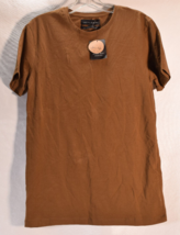 Zara Womens Super Slim Fit SS T-Shirt Brown M NWT - $14.85