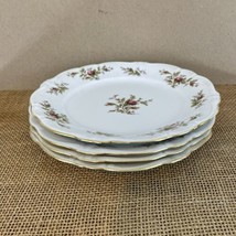 Johann Haviland Bavaria Germany Moss Rose Gold Rim Set of 4 Dinner Plate... - £38.65 GBP