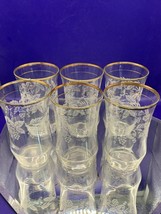 6-Bartlett Collins Frosted Grape Tumblers Gold Trim 5&quot; Tall - $14.85