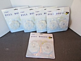 Lot Of 5 Packages Of 2 Pill Boxes Plastic 7 Day Slots Small &amp; Compact Carded New - £7.08 GBP