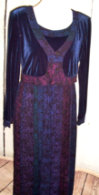 Vtg Carole Little 6 Purple Rayon &amp; Velvet Maxi Dress attached Jacket Art... - £27.20 GBP