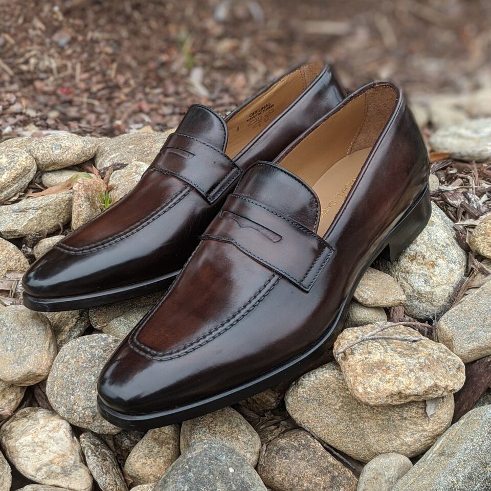 New Handmade Men's Brown Leather Shoes Moccasin Slip on Penny Loafer Dress Shoes Item image 6