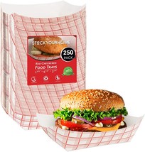 Paper Food Boats (250 Pack) Disposable Red And White, Paper Food Basket - £28.87 GBP