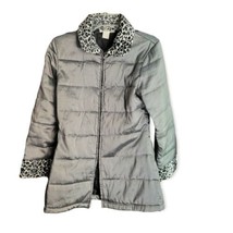 Women&#39;s Silver Mix Quilted Jacket Faux Fur Collar Size S - £14.93 GBP