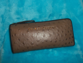 DOONEY &amp; BOURKE Ostrich Collection Brownish / Pewter Leather ZIP AROUND ... - £30.37 GBP