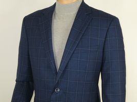Men's Soft Wool Sport Coat English Plaid Window Pane 556-4 Navy Blue New image 8