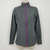 Hind Yoga Jacket Full Zip Women&#39;s Size Medium Gray Purple Athletic Wear - £11.15 GBP