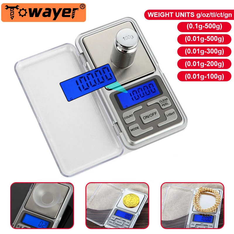 Mini Digital Scale High Accuracy Jewelry Weight Pocket Scales 100/200/300/500g 0 - £132.51 GBP