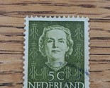 Netherlands Stamp Queen Juliana 5c Used Green - $1.89