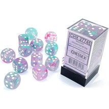 Chessex Nebula 16mm d6 Wisteria/White w/Luminary Dice Block (12 dice) - £17.44 GBP