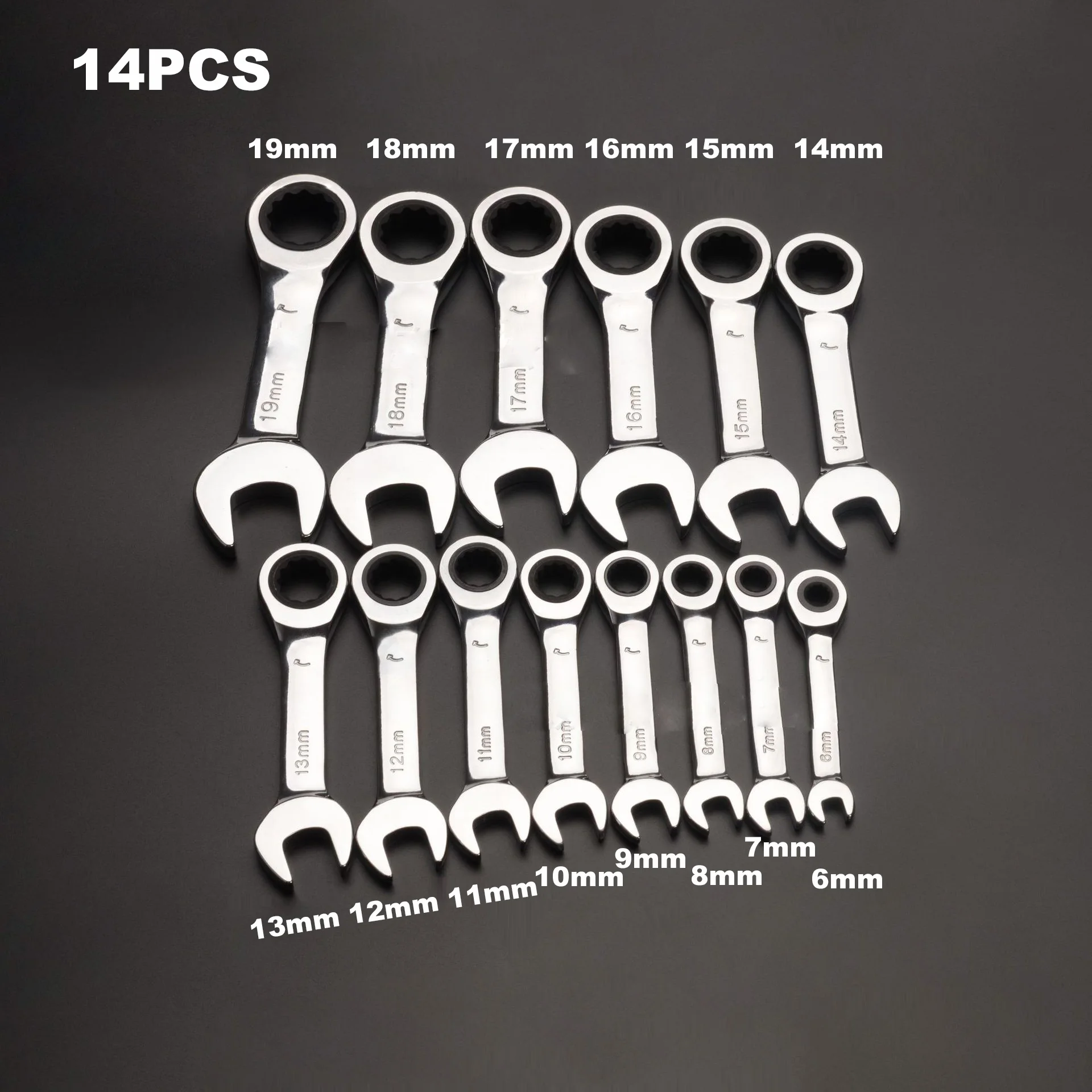 1pcs 6mm-19mm Reversible Combination Stubby Single Wrench Stubby Combination 72  - £136.20 GBP