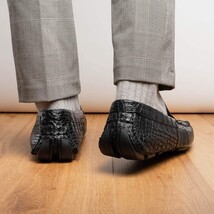 Remo Genuine Caiman Slip On Driving Loafers Black image 12