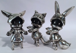 Cherri Polly (Baketan) "Brushed Silver" Set of Cat, Rabbit, Fox Girls RARE and L image 2