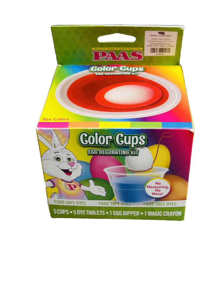Easter Egg Coloring Cup Dye Kit 5 Cups, 5 Dye Tablets, 1 Crayon, 1 Egg D... - $7.80